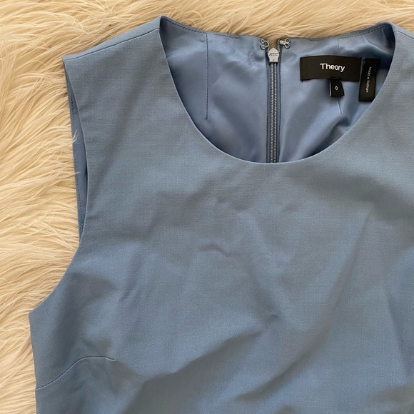 Theory Blue Gray Virgin Wool Crepe Fabric Sleeveless A-Line Raneid Dress - Picture 5 of 11